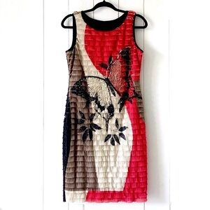 Frank Lyman Ruffles Art To Wear Butterfly Sleeveless Sheath Party Dress …